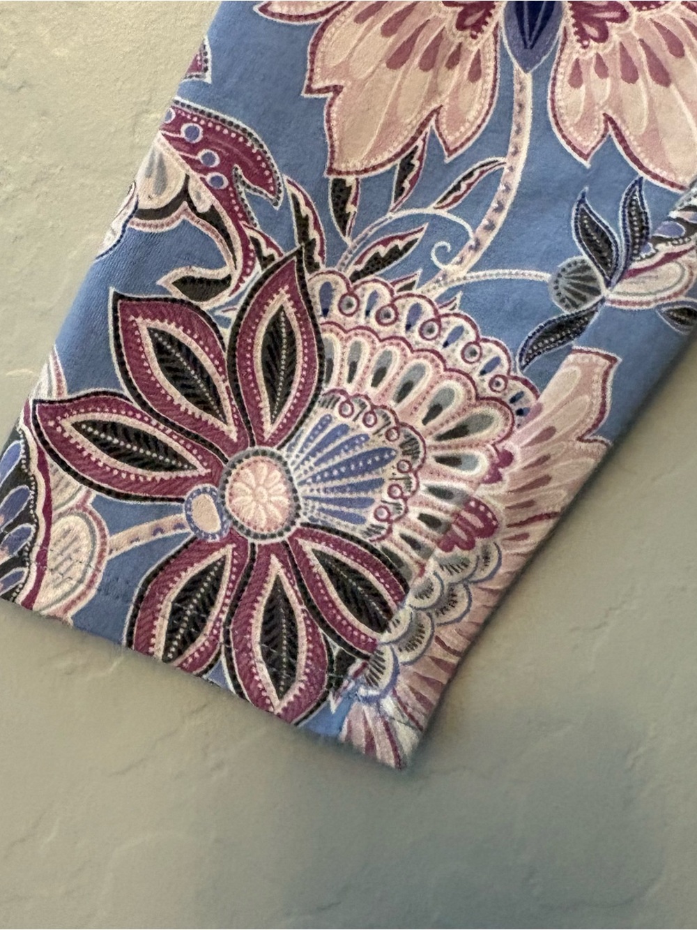 Pure jill long sleeve shirttail tee pima cotton blue pink paisley medium - Picture 10 of 16